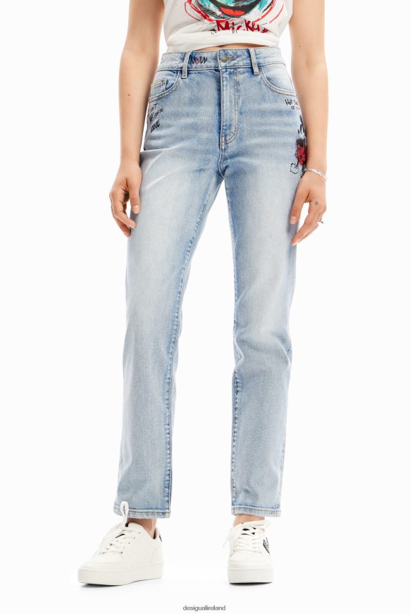 Desigual Women Straight Mickey Mouse jeans Clothing PFVZ0B46