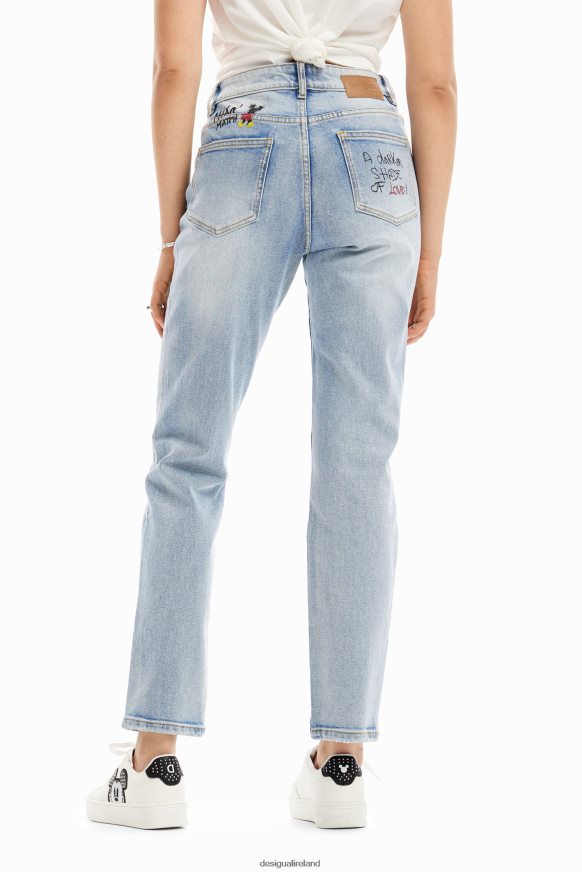 Desigual Women Straight Mickey Mouse jeans Clothing PFVZ0B46