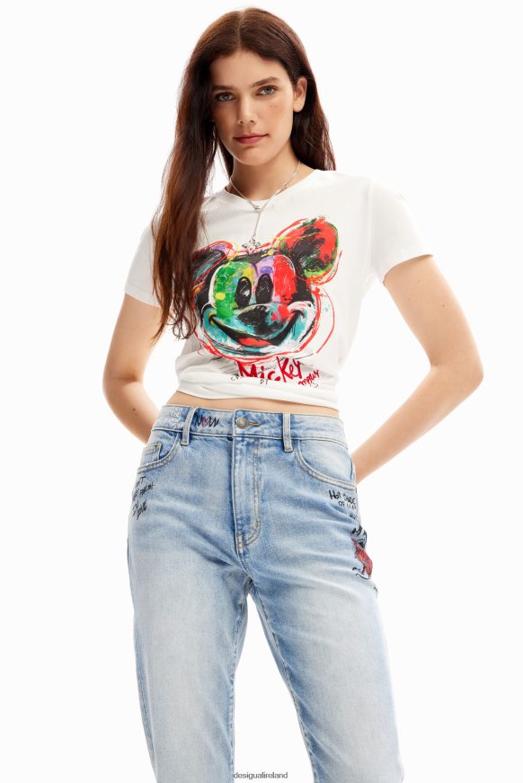 Desigual Women Straight Mickey Mouse jeans Clothing PFVZ0B46