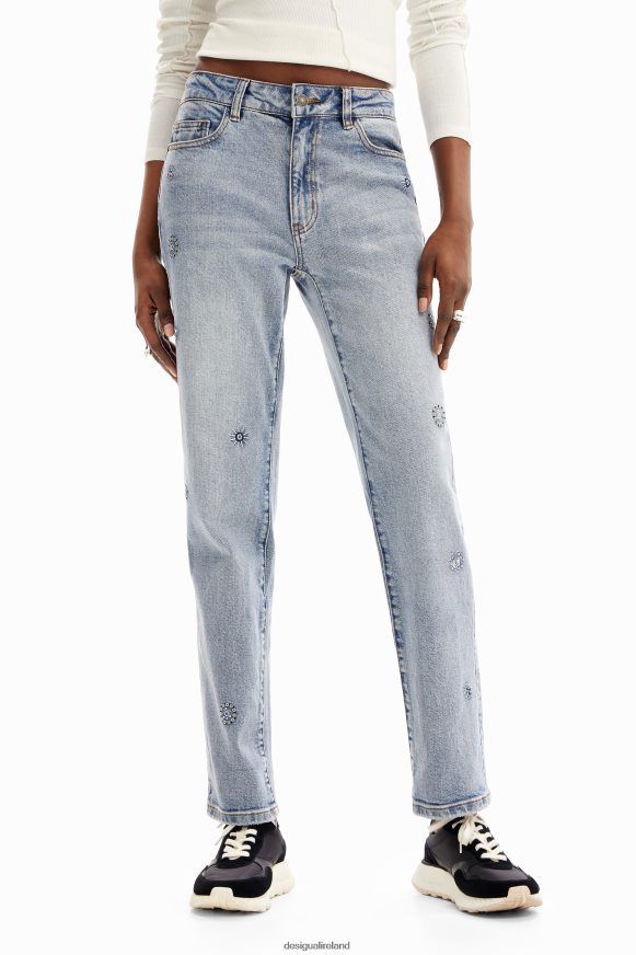 Desigual Women Straight appliqued jeans Clothing PFVZ0B60