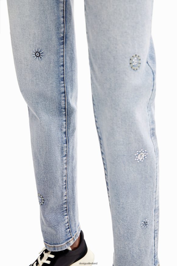 Desigual Women Straight appliqued jeans Clothing PFVZ0B60