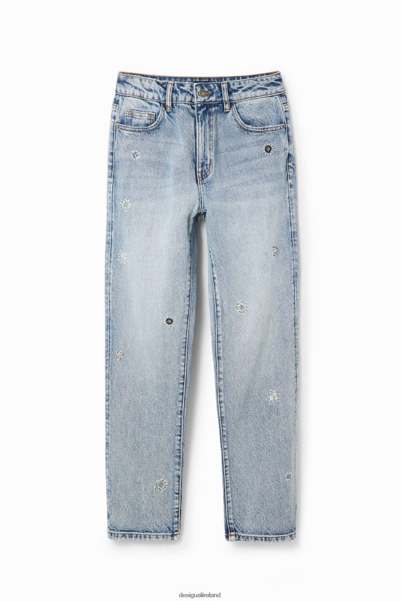 Desigual Women Straight appliqued jeans Clothing PFVZ0B60