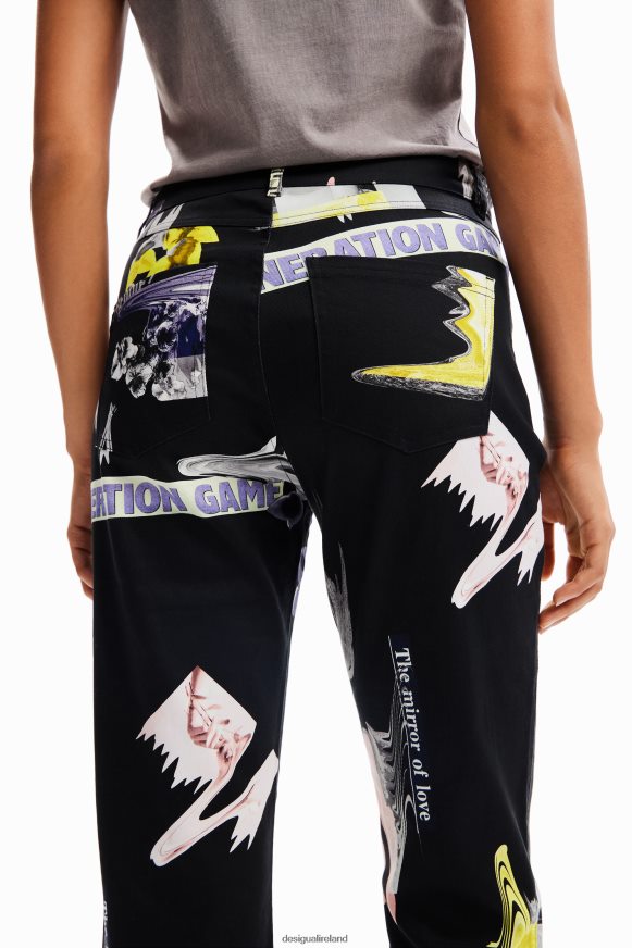 Desigual Women Straight collage trousers Clothing PFVZ0B30