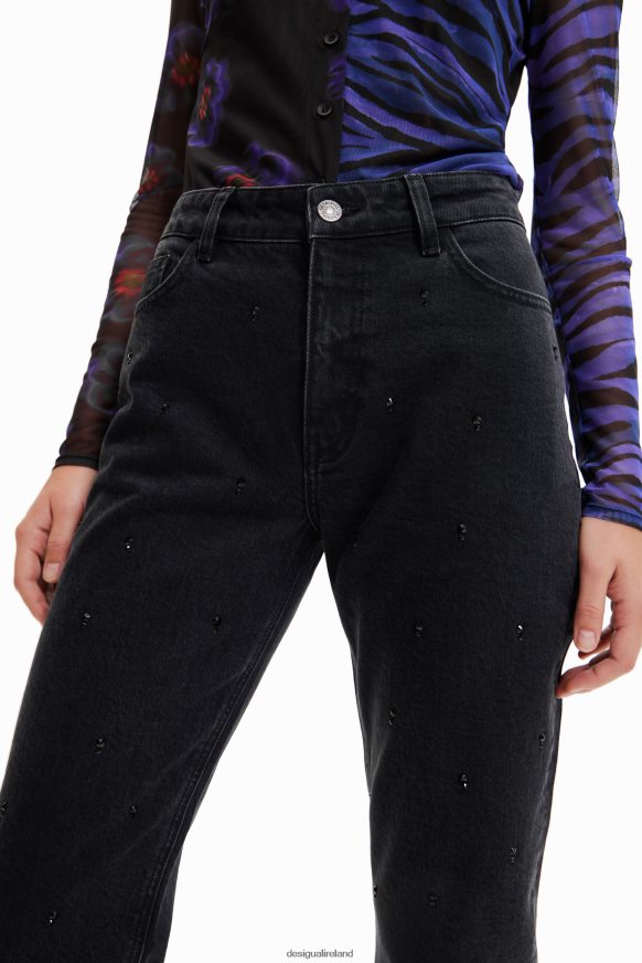 Desigual Women Straight rhinestone jeans Clothing PFVZ0B567