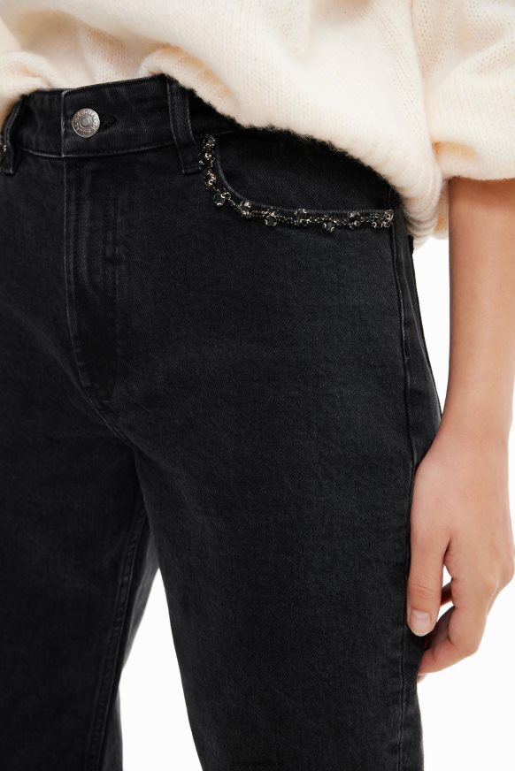 Desigual Women Straight rhinestone jeans Clothing PFVZ0B731