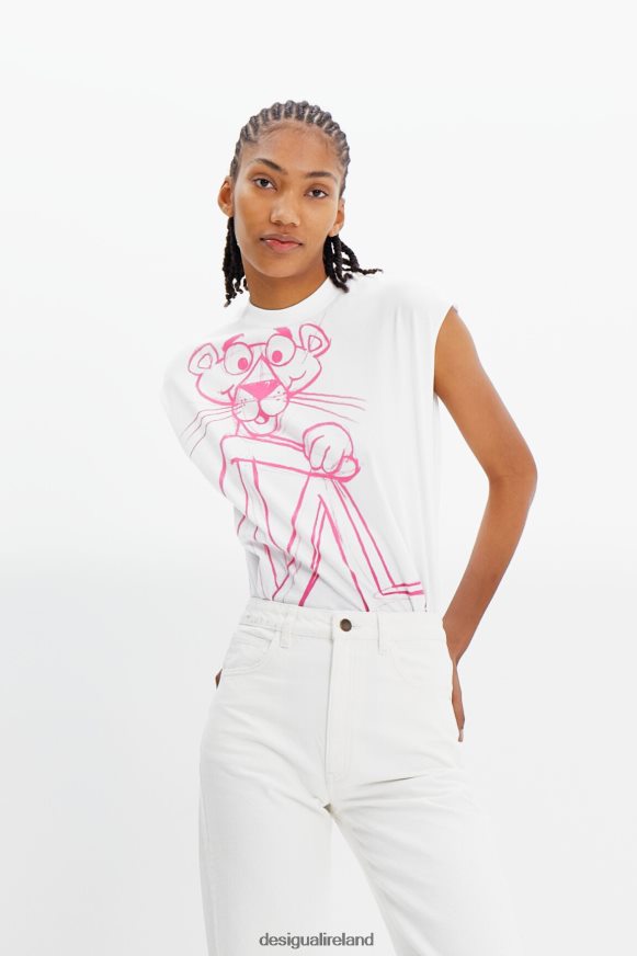 Desigual Women Wide-leg Pink Panther jeans Clothing PFVZ0B498