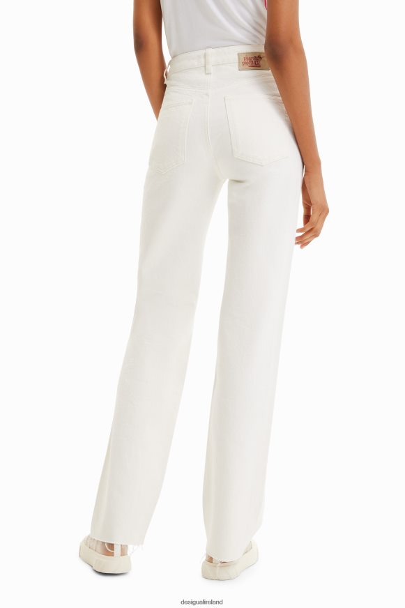 Desigual Women Wide-leg Pink Panther jeans Clothing PFVZ0B498