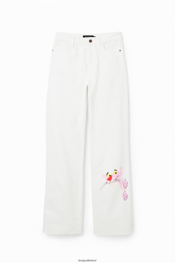Desigual Women Wide-leg Pink Panther jeans Clothing PFVZ0B498