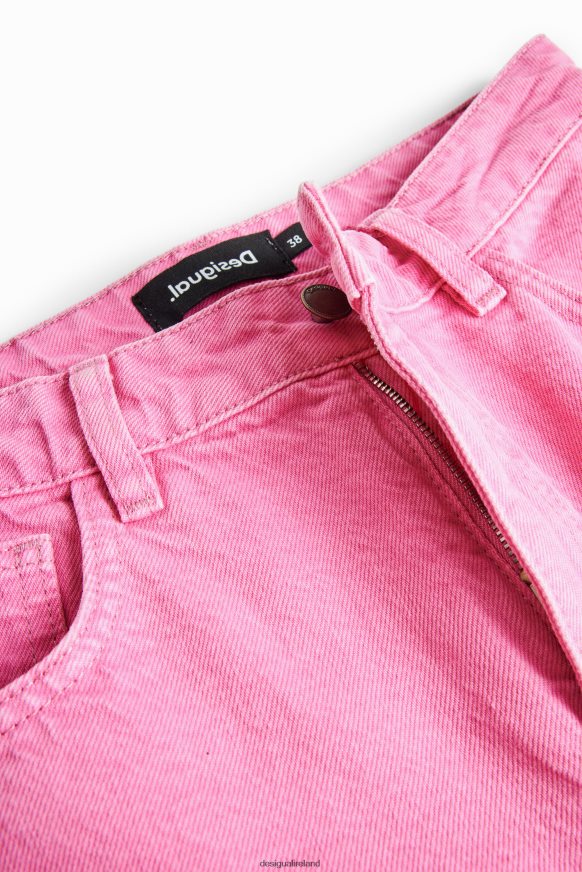 Desigual Women Wide-leg Pink Panther jeans Clothing PFVZ0B844