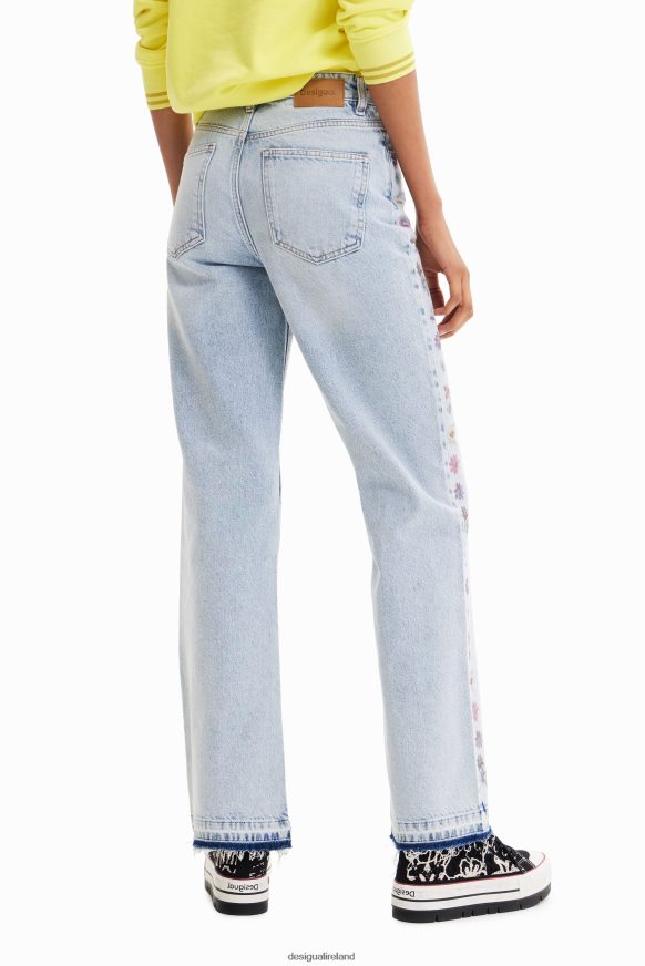 Desigual Women Wide-leg flower jeans Clothing PFVZ0B797