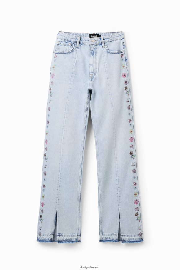 Desigual Women Wide-leg flower jeans Clothing PFVZ0B797