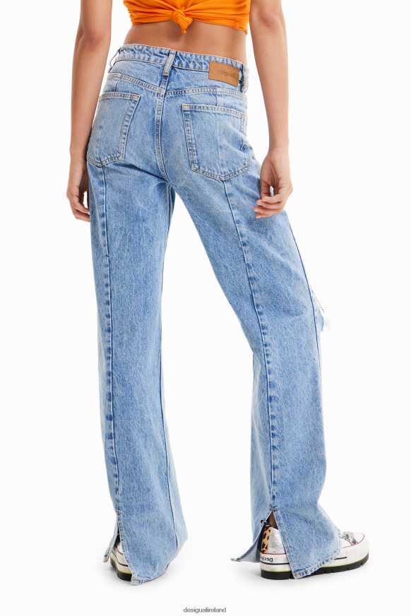 Desigual Women Wide-leg rhinestone jeans Clothing PFVZ0B302