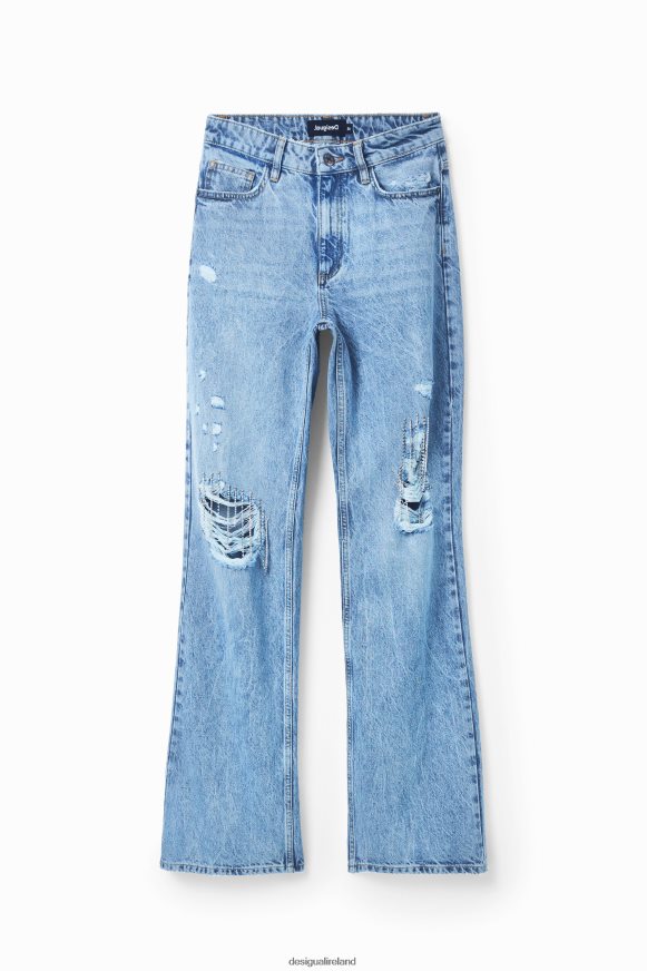 Desigual Women Wide-leg rhinestone jeans Clothing PFVZ0B302