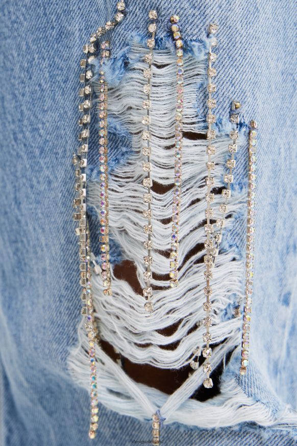 Desigual Women Wide-leg rhinestone jeans Clothing PFVZ0B302
