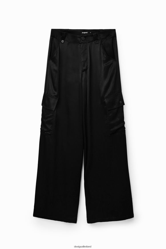 Desigual Women Wide-leg satin cargo trousers Clothing PFVZ0B366