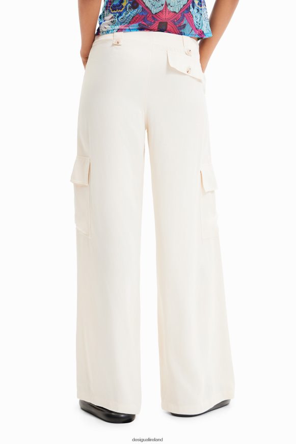 Desigual Women Wide-leg satin cargo trousers Clothing PFVZ0B491