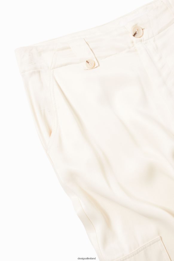 Desigual Women Wide-leg satin cargo trousers Clothing PFVZ0B491