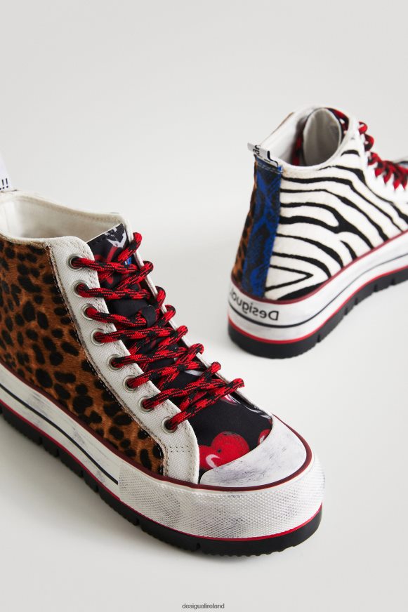 Desigual Women Animal print high-top platform sneakers Footwear PFVZ0B1473