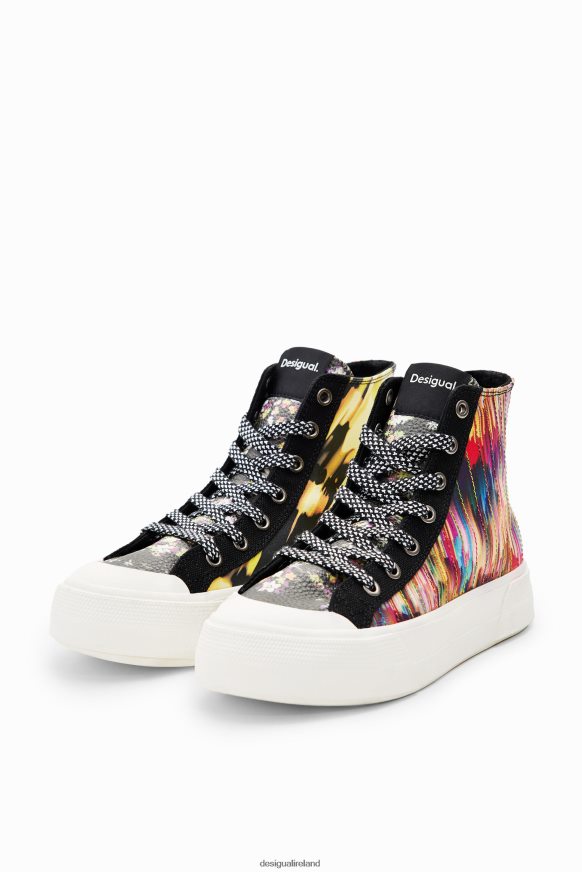 Desigual Women High-top glitch patchwork sneakers Footwear PFVZ0B1494