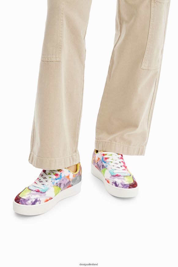 Desigual Women Watercolour patchwork platform sneakers Footwear PFVZ0B1503
